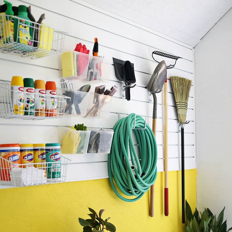 Organizer per attrezzi da giardino e garage con ripiani a 3