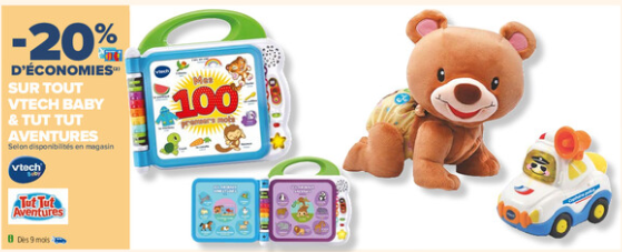 20% d'économies sur tout VTech baby & tut tut aventures