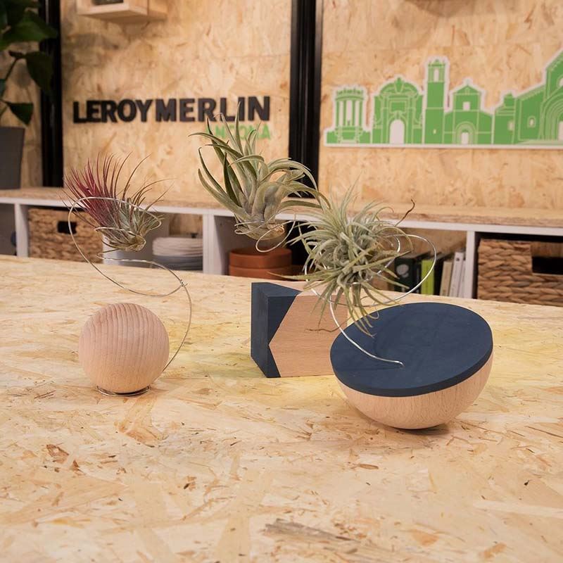 Set 6 Porta Piante Aeree Himmeli In Metallo Nero – Forme Geometriche Ottaedro Con Catene – Decorazione Parete Casa