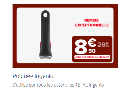 Poignée amovible ingenio premium inox - l9938012 TEFAL : la poignée  amovible à Prix Carrefour